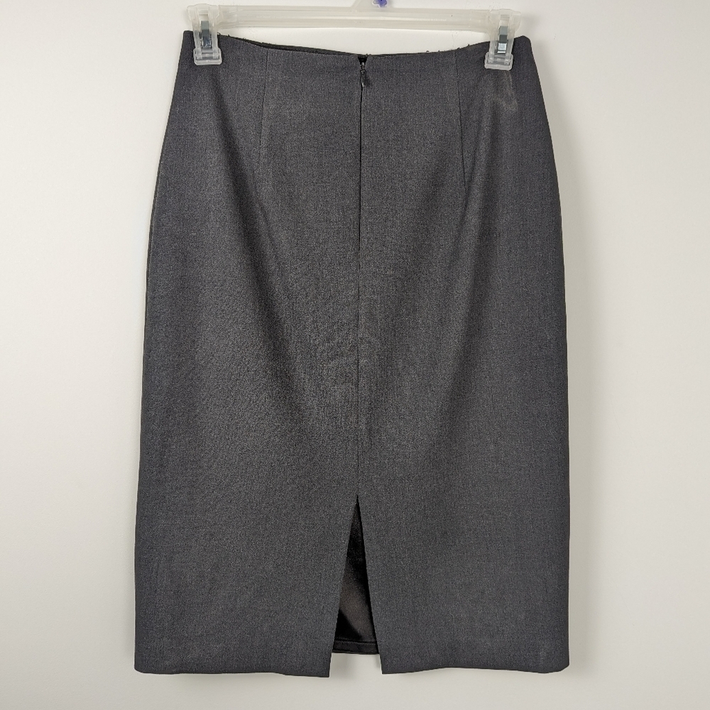 Ellen Tracy Elegant Wool-Blend Pencil Skirt, Size 8, Charcoal